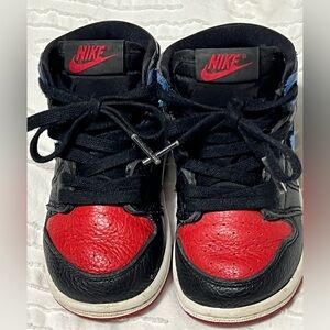 Nike Jordan 1 High OG 6C Toddlers Black, Blue, Red Sneakers in Box - EUC